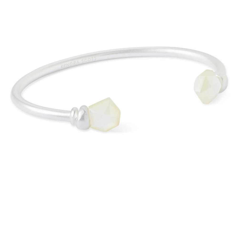 Kendra Scott Ellms Bright Silver Cuff Bracelet In Ivory Mother Of Pearl - Picture 2 of 3